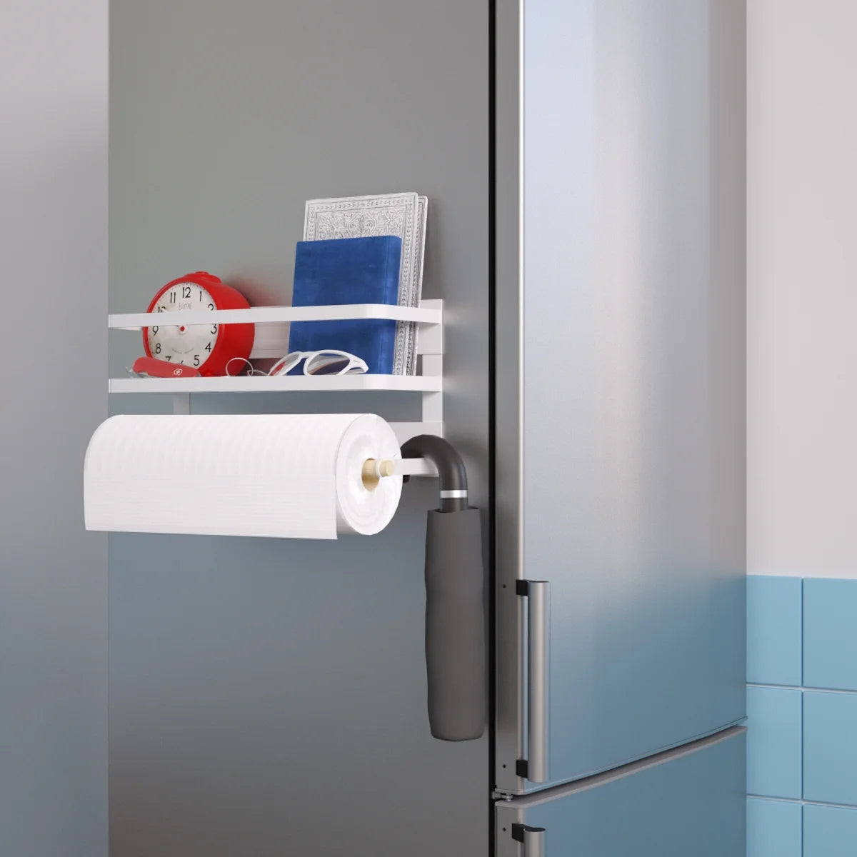 Magnetic Spice Rack for Refrigerator ,Magnetic Paper Towel Holder , Towel Rack Magnetic Shelf Made of Iron,Used for Kitchen